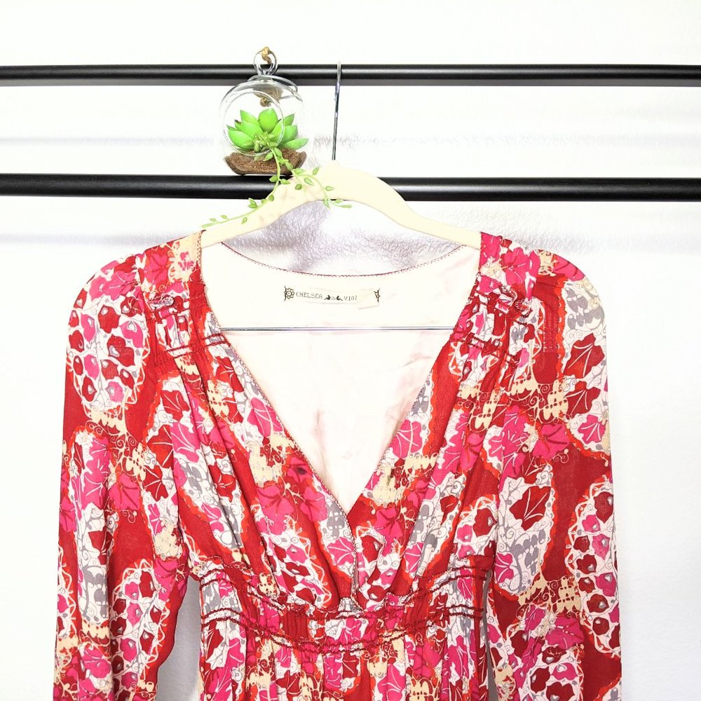 Chelsea & Violet Red Floral Puff Sleeve Maxi Dress - Picture 2 of 11